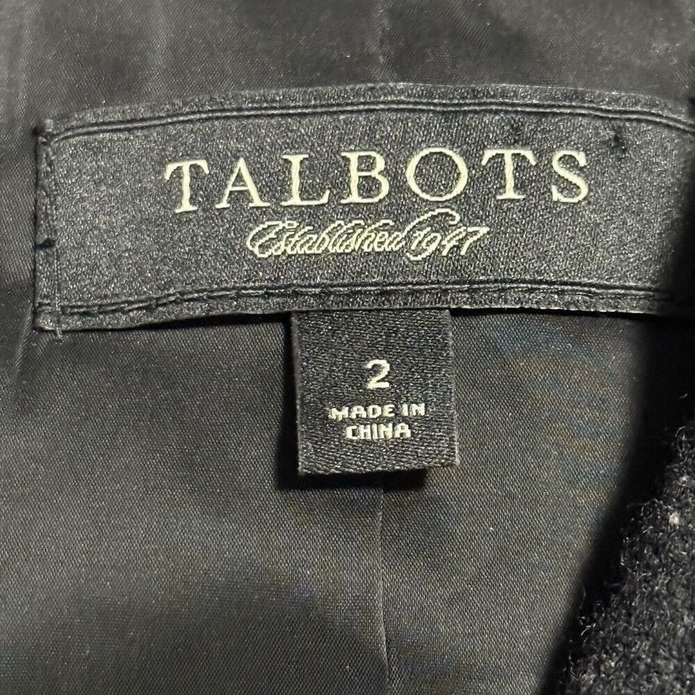 Women's TALBOTS BLAZER Black Specked Wool Blend Sz 2 Office Executive - Picture 4 of 5